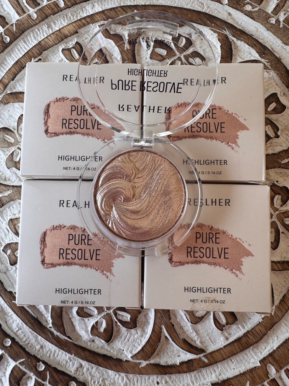 REALHER Pure Resolve Highlighter 4 Pack Full Size 4g New Makeup Bundle